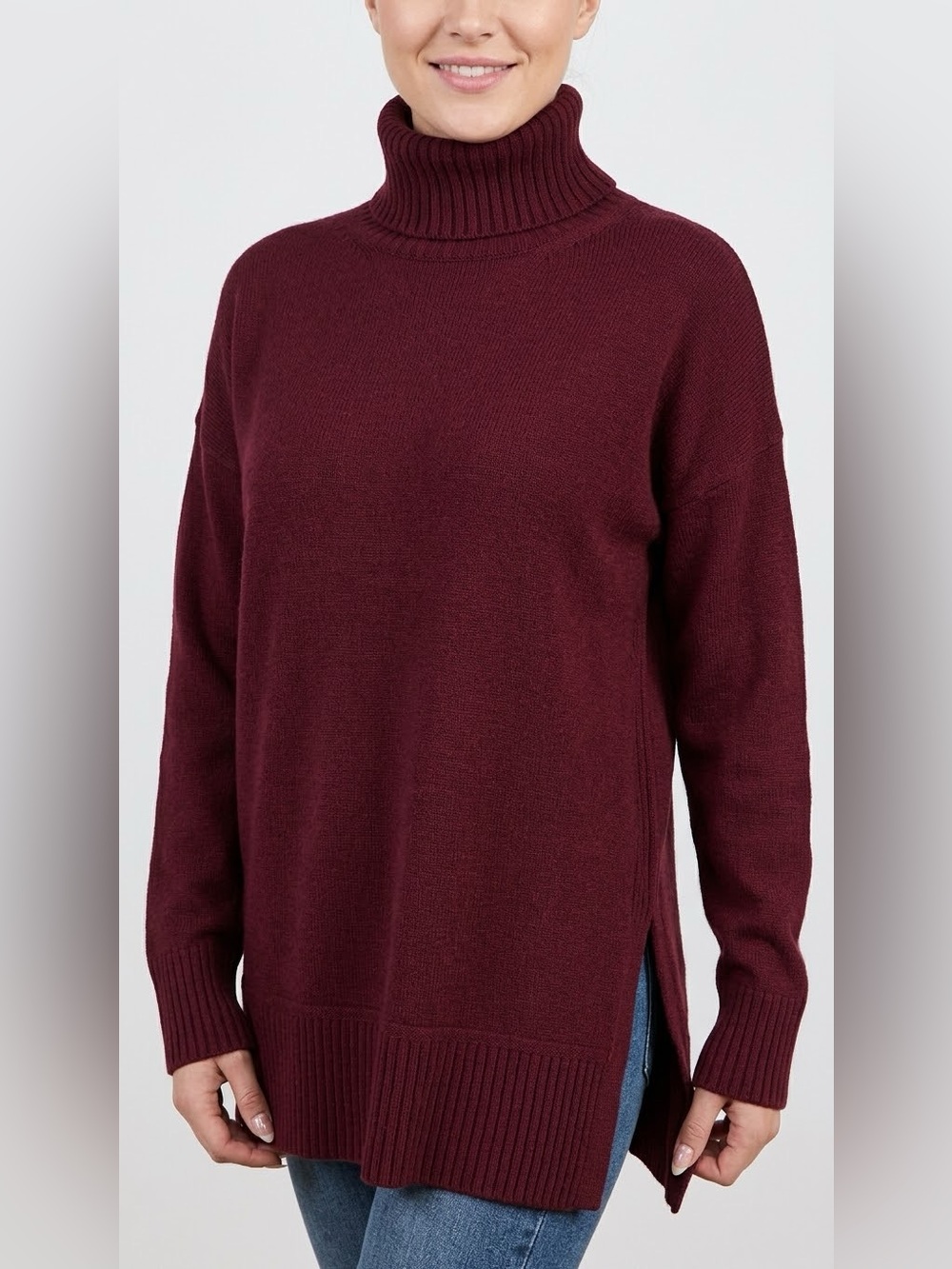 Pendleton Burgundy Turtleneck Tunic Sweater